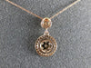 ESTATE .35CT DIAMOND 14K ROSE GOLD 3D ROUND CLUSTER CLASSIC FLOATING PENDANT