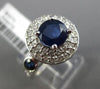 ESTATE WIDE 3.06CT DIAMOND & SAPPHIRE 14K WHITE GOLD DOUBLE HALO ENGAGEMENT RING