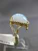ESTATE 5.73CT DIAMOND & AAA OPAL 14K YELLOW GOLD 3D SQUARE HALO CRISS CROSS RING