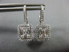 .80CT DIAMOND 18K WHITE GOLD ROUND & BAGUETTE CLUSTER LEVERBACK HANGING EARRINGS