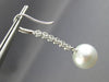 ESTATE .36CT DIAMOND & AAA SOUTH SEA PEARL 18KT WHITE GOLD 3D HANGING EARRINGS