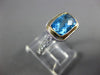 ESTATE 2.35CT DIAMOND & AAA BLUE TOPAZ 14KT 2 TONE GOLD SEMI ETERNITY BEZEL RING