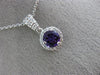 ESTATE 1.02CT DIAMOND & AAA AMETHYST 14KT WHITE GOLD 3D PAVE HALO ROUND PENDANT