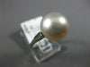 ANTIQUE LARGE .10CT DIAMOND & AAA SOUTH SEA PEARL PLATINUM 3D ENGAGEMENT RING