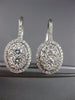 ESTATE LARGE 2.60CT DIAMOND 18KT WHITE GOLD 3D CLUSTER OVAL HANGING EARRINGS