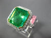 ESTATE EXTRA LARGE 6.21CT DIAMOND & AAA EMERALD 18KT 2 TONE GOLD ENGAGEMENT RING