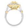 ESTATE LARGE 2.32CT WHITE & FANCY YELLOW DIAMOND 18KT GOLD HALO ENGAGEMENT RING