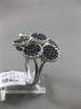 ESTATE WIDE 1.83CT WHITE BLACK DIAMOND 18K WHITE GOLD MULTI CIRCULAR FLOWER RING