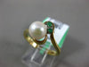 ESTATE .05CT AAA EMERALD & SOUTH SEA PEARL 14KT YELLOW GOLD 3D ANNIVERSARY RING