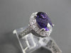 ESTATE LARGE 5.22CT DIAMOND & AAA AMETHYST 14KT WHITE GOLD 3D OVAL FILIGREE RING