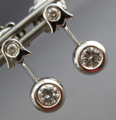 ESTATE .37CT DIAMOND 18K WHITE GOLD TULIP BEZEL HANGING FLOWER EARRINGS #11427