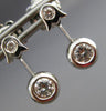 ESTATE .37CT DIAMOND 18K WHITE GOLD TULIP BEZEL HANGING FLOWER EARRINGS #11427