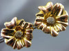 ESTATE EXTRA LARGE .35CT DIAMOND 14KT YELLOW GOLD 3D FLOWER STUD EARRINGS