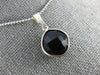 ESTATE 4.50CT AAA BLACK ONYX 14KT WHITE GOLD 3D CUSHION CLASSIC BEZEL PENDANT