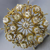 ANTIQUE LARGE 3.50CT OLD MINE DIAMOND 14KT YELLOW GOLD FLORAL PENDANT PIN #23776