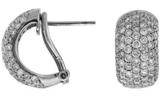 ESTATE WIDE 2.35CT DIAMOND 14KT WHITE GOLD 3D MULTI ROW SEMI HOOP PAVE EARRINGS