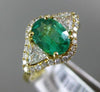 ESTATE 1.42CT DIAMOND & AAA EMERALD 14KT YELLOW GOLD 3D FLOWER ENGAGEMENT RING