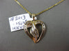 ESTATE .25CT DIAMOND 14KT YELLOW GOLD 3D OPEN HEART FLOATING LOVE PENDANT