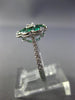 ESTATE 1.14CT DIAMOND & AAA EMERALD 18KT WHITE GOLD 3D FLOWER MILGRAIN LOVE RING