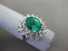 ESTATE EXTRA LARGE 3.05CT DIAMOND & AAA EMERALD 18KT WHITE GOLD ENGAGEMENT RING