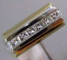 ESTATE .72CT DIAMOND 14KT WHITE & YELLOW GOLD 3D 5 STONE RECTANGULAR MENS RING
