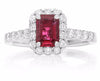 1.48CT DIAMOND & AAA RUBY 14KT WHITE GOLD 3D CLASSIC SQUARE HALO ENGAGEMENT RING
