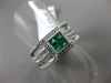 ESTATE WIDE .89CT DIAMOND & AAA EMERALD 14KT WHITE GOLD 3D MULTI ROW SQUARE RING