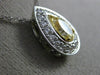 ESTATE GIA 1.51CT DIAMOND & FANCY YELLOW 18K 2 TONE GOLD HALO PEAR SHAPE PENDANT