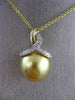 ESTATE LARGE .13CT DIAMOND & AAA GOLDEN SOUTH SEA PEARL 14KT YELLOW GOLD PENDANT