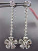 ESTATE LARGE 3.70CT ROSE CUT DIAMONDS 18KT WHITE GOLD 3D FLOWER HANGING EARRINGS