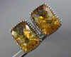 ESTATE LARGE 14.21CT DIAMOND & CITRINE 14KT BLACK GOLD 3D HALO FILIGREE EARRINGS