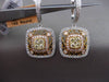 ESTATE LARGE 2.44CT WHITE & YELLOW DIAMOND 18KT TRI COLOR GOLD FILIGREE EARRINGS