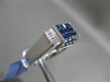 ESTATE WIDE 3.21CT DIAMOND & AAA SAPPHIRE 18KT WHITE GOLD 3D RECTANGULAR RING