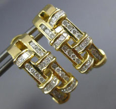 ESTATE WIDE .75CT DIAMOND 14KT 2 TONE GOLD 3D ROUND & PRINCESS CLIP ON EARRINGS