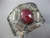 ESTATE EXTRA LARGE 26.0CT AAA RUBY 18K BLACK GOLD 3D FLOWER ROSE BANGLE BRACELET