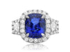 ESTATE GIA CERTIFIED 6CT DIAMOND & AAA SAPPHIRE PLATINUM 3D HALO ENGAGEMENT RING