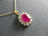 ESTATE LARGE 1.98CT DIAMOND & AAA RUBY 14K YELLOW GOLD 3D OVAL FLOWER PENDANT