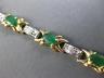 ESTATE 2.10CT DIAMOND & EMERALD 14KT YELLOW GOLD FLOWER CLASSIC TENNIS BRACELET