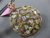 ESTATE LARGE 3.62CT WHITE & FANCY YELLOW DIAMOND 18K GOLD 3D OPEN CIRCLE PENDANT