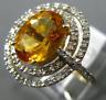 ESTATE LARGE 2.78CT DIAMOND & AAA CITIRINE 14K YELLOW GOLD OVAL DOUBLE HALO RING
