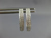 ESTATE .50CT DIAMOND 14K WHITE GOLD 3D CLASSIC TWO ROW OVAL HUGGIE HOOP EARRINGS