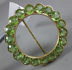 ANTIQUE LARGE 8.05CT AAA PERIDOT 14KT YELLOW GOLD 3D FLOWER CIRCULAR BROOCH PIN