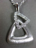 ESTATE LARGE .42CT DIAMOND 18KT WHITE GOLD MATTE & SHINY DOUBLE TRIANGLE PENDANT