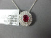 ESTATE .68CT DIAMOND & AAA RUBY 18KT WHITE GOLD OVAL DOUBLE HALO CLASSIC PENDANT