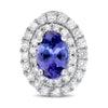 ESTATE LARGE 1.58CT DIAMOND & TANZANITE 18KT WHITE GOLD OVAL HALO STUD EARRINGS