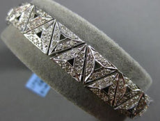 ESTATE WIDE 2.76CT DIAMOND 18K WHITE GOLD 3D TRIANGULAR FILIGREE TENNIS BRACELET