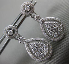 ESTATE .69CT DIAMOND 14K WHITE GOLD 3D CLUSTER PEAR SHAPE HALO FLOATING EARRINGS