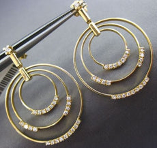 ESTATE LARGE .60CT DIAMOND 14KT YELLOW GOLD 3D CIRCULAR ETOILE HANGING EARRINGS