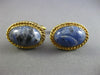 ANTIQUE EXTRA LARGE AAA SODALITE 14K YELLOW GOLD 3D SOLITAIRE OVAL ROPE CUFFLINK