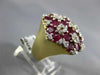 ESTATE EXTRA LARGE 6.50CT DIAMOND & AAA RUBY 14K YELLOW GOLD FLOWER RING#22260